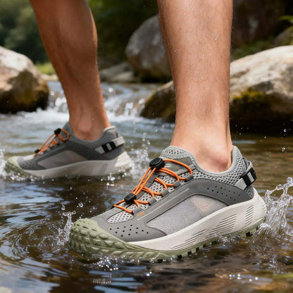 CAMSSOO vandresko til mænd, åndbare sommersko med skridsikker sål, løbesko til rejser, outdoor-sport, stødabsorberende casual støvler og off-road sko