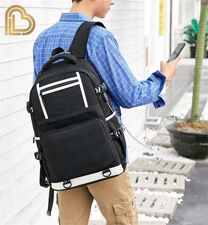 Yule Trooper F-Fortnited Battle Royale Rucksack mit USB-Ladeanschluss, Anime-Figuren, Lern- und Schreibwarenfach für Schüler