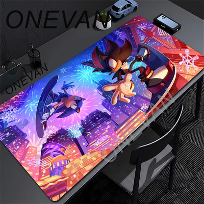 XXL Desk Mat Anime Sonic The Hedgehog Mouse Mat With Pad Gaming Accessories Prime Gaming Keyboard Pad Padding Mat