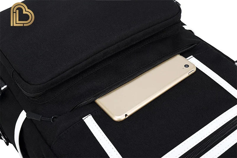 Ultima Knight F-Fortnited Battle Royale Backpack with USB Charging Anime Figures Study Stationery Compartment for Students