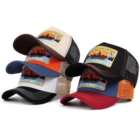 2025 New STATION Small Boat Personalized Truck Hat Street Dance HipHop Hat Outdoor Cycling Sunshade Baseball Hat Mesh Hat Unisex