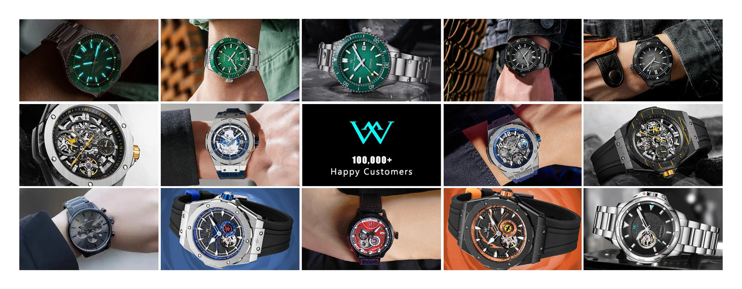 WM Watch Automatic Mechanical Men Watches High Quality Sapphire World Time Original Recognized Brand Welly Merck Watch Man WM057