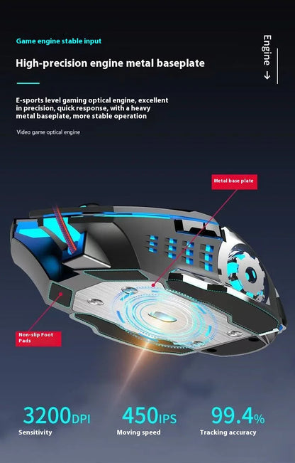 Q13 Bluetooth Wireless Mouse RGB Rechargeable Gaming Mouse, 2.4G Wireless Mouse with Adjustable DPI, 6 Buttons for PC, Laptop & Tablet