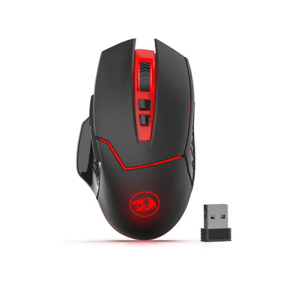 Redragon M690-1 2.4Ghz vezeték nélküli gamer egér DPI-váltással, 2 oldalsó gombbal, 2400 DPI, ergonomikus kialakítás, 8 gomb – fekete egér