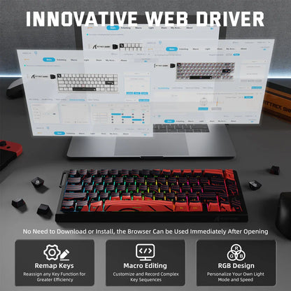 ATTACK SHARK X68PRO HE Wireless Rapid Trigger Gaming Keyboard with Adjustable Actuation, Hot-Swap, RGB Backlit, BT/2.4GHz/Wired