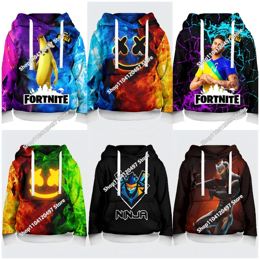 2025 New Fortnite 3D Printed Unisex Hoodie Casual Coat Game Peripheral Cosplay Children Clothing Gifts