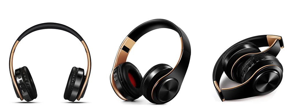 CATASSU Gold Bluetooth Wireless Headphones with Microphone, Stereo Headset, Bluetooth 5.3 Earphones, 40mm HiFi Sound, Foldable Headphones for Android & iOS