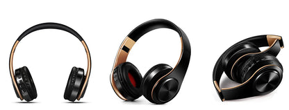 CATASSU Gold Bluetooth Wireless Headphones with Microphone, Stereo Headset, Bluetooth 5.3 Earphones, 40mm HiFi Sound, Foldable Headphones for Android & iOS