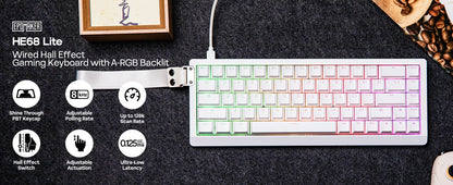 EPOMAKER HE68 Lite 65% ANSI US Layout Tray-Mounted Wired Hall Effect Magnetic Mechanical Keyboard DKS SOCD RGB Backlight