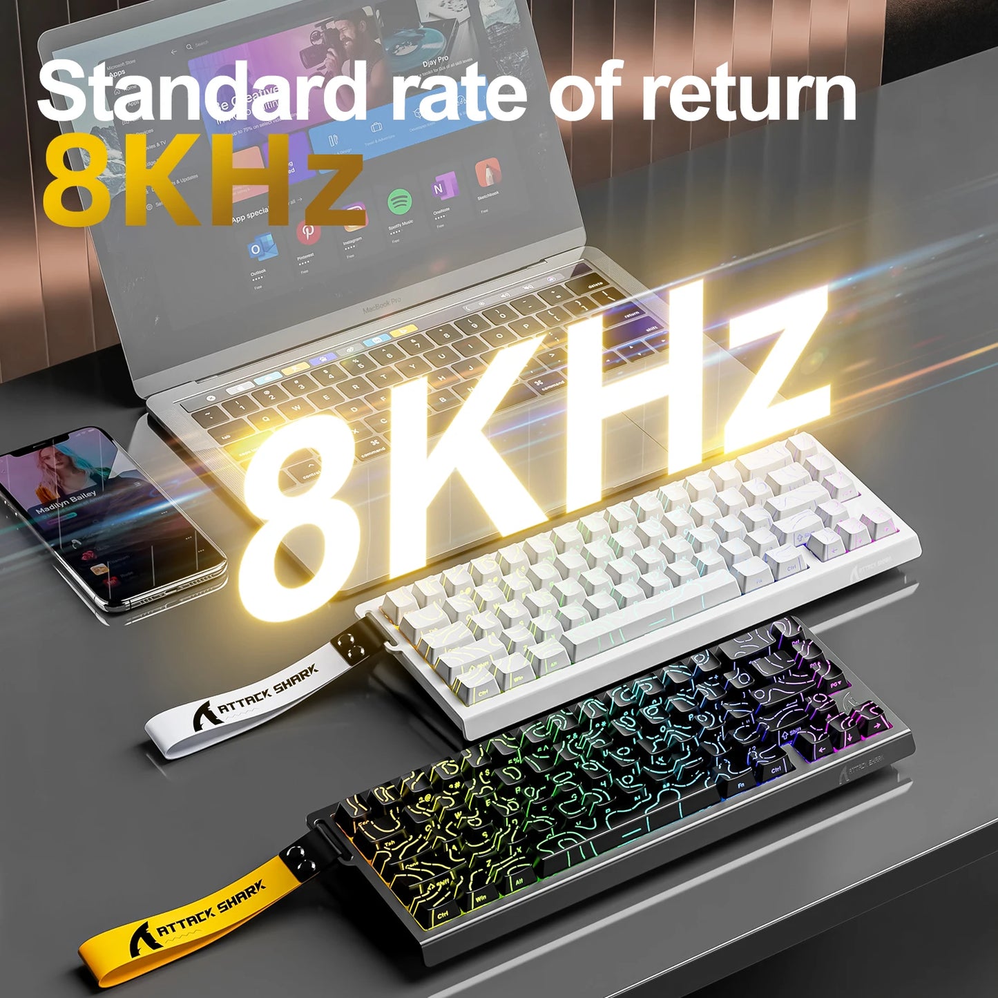 Teclado gaming magnético ATTACK SHARK X68HE X68PRO HE e FREEWOLF F68 com fios F68Pro sem fios para gaming profissional 0.01mm Rapid Trigg