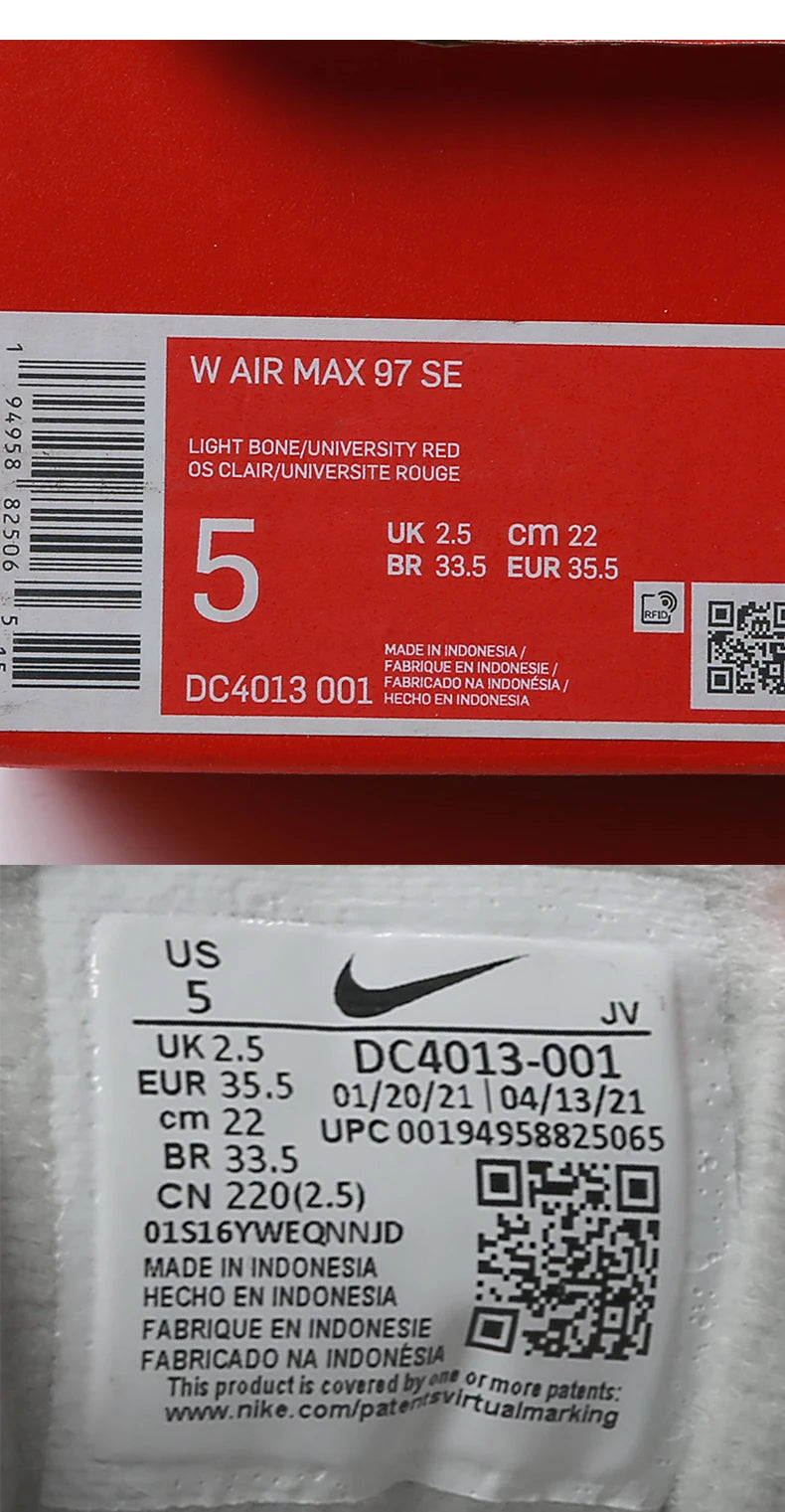 Nike ægte AIR MAX 97 lave sportssko til kvinder med luftpude DC4013-001