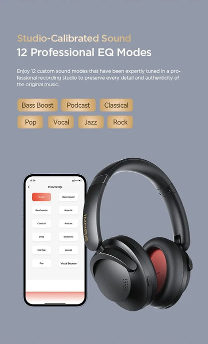 1MORE SonoFlow Pro Wireless Headphones with Active Noise Cancelling, Hi-Res Audio Bluetooth Headphones, 100H Playtime Clear Call Headset