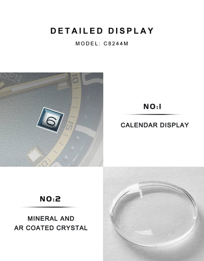 CADISEN Automatic Mechanical Watch Man Silver Business Casual Waterproof Watch Japan MIYOTA 8215 Movement Domed Glass Mens Watch