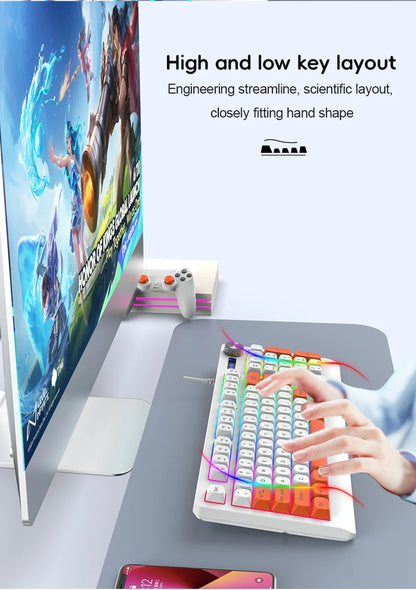 93 Keys Wired Gaming Keyboard with RGB Backlight Multi-Function Knob Color Matching Mechanical Feel Keyboard for PC Laptop Gamer