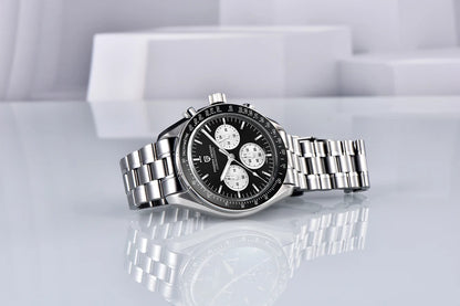 Zegarek PAGANI DESIGN Moon – luksusowy męski chronograf kwarcowy w sportowym stylu, szafirowe szkło z powłoką antyrefleksyjną, luminescencyjny wyświetlacz