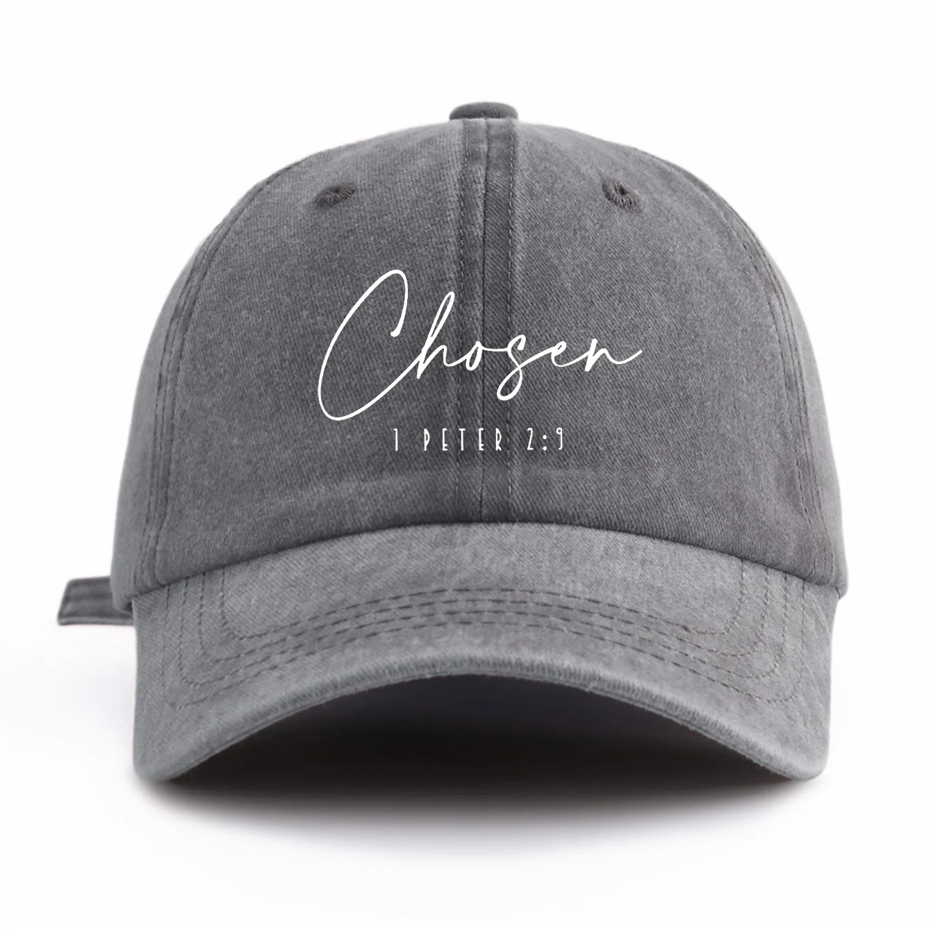 1pc CHOSEN Print Washed Baseball Cap for Adults,  Minimalist Retro Style Casual Soft Adjustable Dad Hat, Perfect As Gift