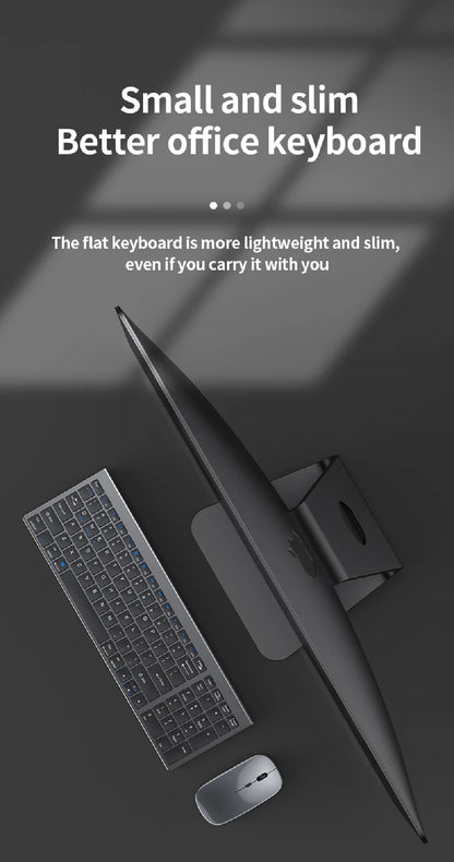 Set tastiera e mouse JOMAA Bluetooth & 2.4G USB per laptop, computer e iPad, combo tastiera e mouse wireless ricaricabili silenziosi