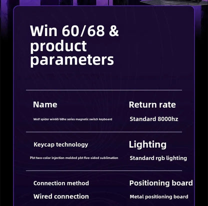 Aula Win60He Magnetic Switch Keyboard Wired Win 60 HE Mechanical Keyboard Esports Gamer Win68 Keyboards Custom Win60 He Gifts