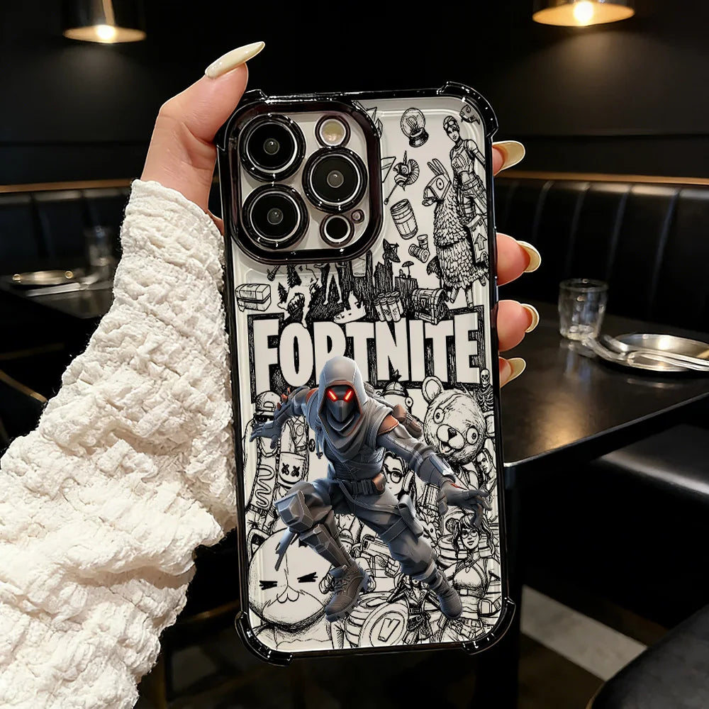 Capa de telemóvel FortniteS com acabamento metalizado, para Samsung A37 A57 A07 A36 A16 A35 A55 A25 A26 A05s A15 A54 A34 A24 A14 A05 A04 4G 5G