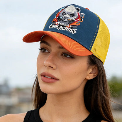 Styl unisex – fajna czapka z daszkiem z haftem pandy, eleganckie czapki typu trucker dla mężczyzn i kobiet, oddychająca czapka letnia do noszenia na co dzień i na świeżym powietrzu