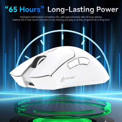 Rato Gaming Tri-Mode ATTACK SHARK R1, Sensor PixArt PAW3311, 18000 DPI, 1000hz, ultraleve 59g para mãos grandes, para PC/Mac