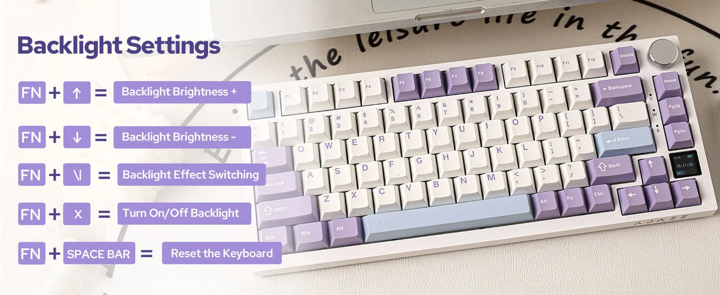 AK820 PRO AJAZZ 0.85TFT Screen Mechanical Keyboard Custom GlF image 3 Modes Hot-Swap