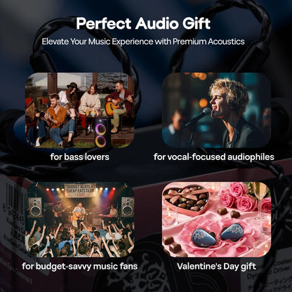 Auscultadores intra-auriculares HiFi Linsoul Kiwi Ears Cadenza II IEM com driver dinâmico de titânio de 10mm, KARS 2.0 e cabo amovível