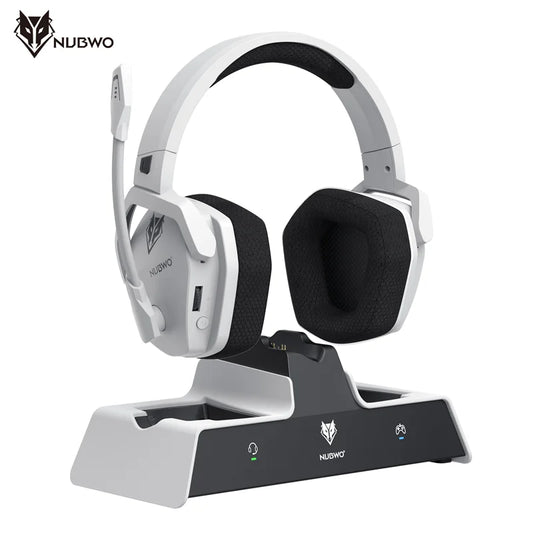 NUBWO G06 Pro Wireless Gaming Headset with Charging Station – Bluetooth 5.3 Gaming Headphones for PS5, PS4 & PC with ENC Microphone and 120-Hour Battery Life