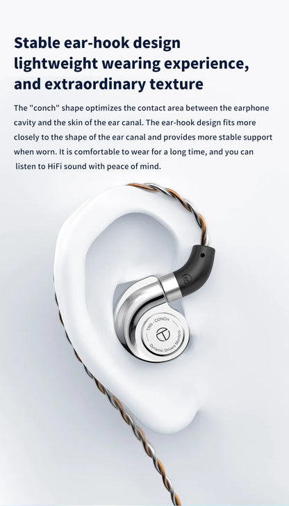 TRN Conch In-Ear Monitor Earphones – DLC Diamond Diaphragm Dynamic Driver HiFi Wired Earbuds with Tuning Nozzle Filters