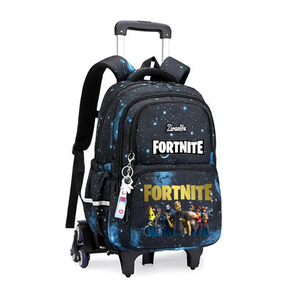 Fortnite Trolley Bag Easy Stair Climbing Anime Waterproof Wheeled Backpack Large Capacity Student Schoolbag Casual Travel Bag