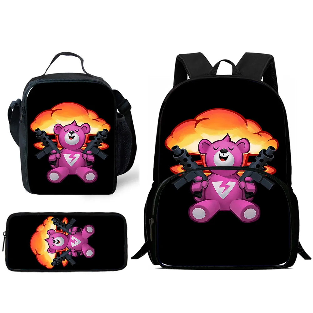 Trendiges Gaming-Design Kinder-Rucksack F-FortniteS mit Lunchbag und Federmäppchen, Schulranzen mit großem Fassungsvermögen für Jungen und Mädchen, ideales Geschenk