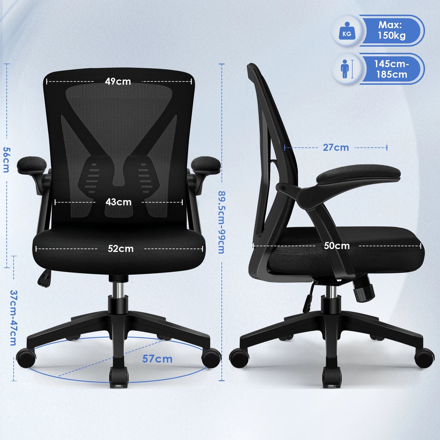 Daccormax Ergonomic Office Chair with Lumbar Support, Adjustable Reclining Desk Chair, Computer Chair with Armrests for Home Office