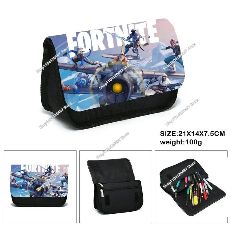 Fortnite Kids Pencil Bag Kawaii Pencil Case Large Capacity Waterproof Handheld Cosplay Pencil Pouch Office Stationery Gift Toy