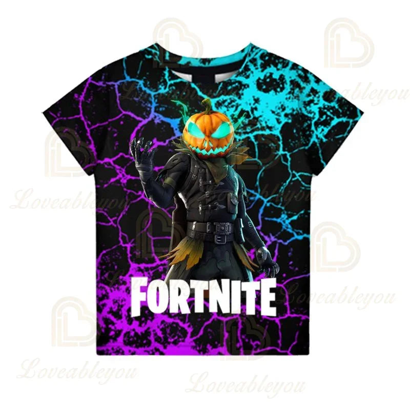 Fortnite Boys T-shirt Kids Tops Summer Children Clothes 3D Funny Battle Royale Game Graphics T Shirt Toddler Girls Top Tee