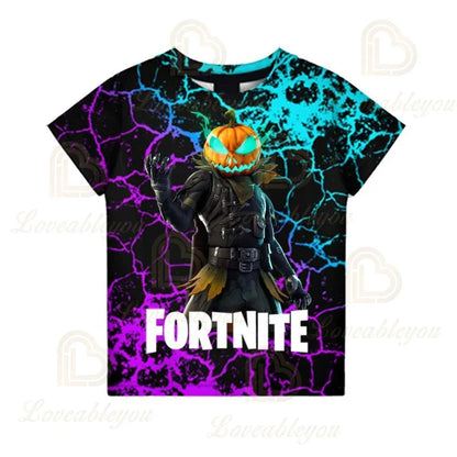 Fortnite Boys T-shirt Kids Tops Summer Children Clothes 3D Funny Battle Royale Game Graphics T Shirt Toddler Girls Top Tee