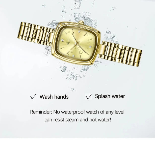 New Gold Watch Women Light Luxury Brand Waterproof Simple Retro Steel Strip Female Student Temperament Fashion Quartz Wristwatch