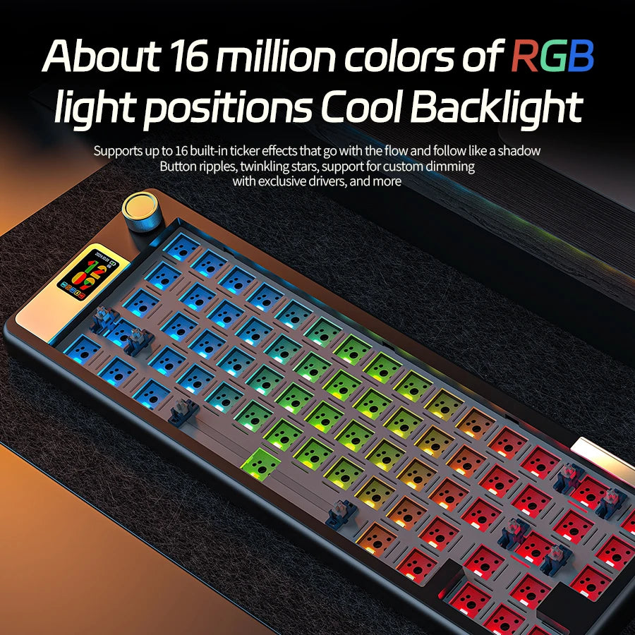 Tri-mode Mechanical Keyboard Wired&Wireless Barebone Kit 3/5 Pins Customized Hot Swap RGB Rapid Disassemble Gasket