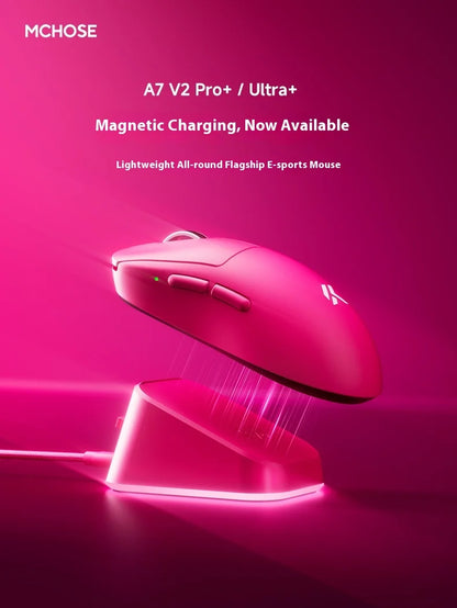 MCHOSE A7 V2 Ultra+ Kabellose Maus Tri-Mode Leichtgewicht Paw3950 Ti 42000dpi 500mah PC E-Sports Laptop Gaming-Maus Zubehör