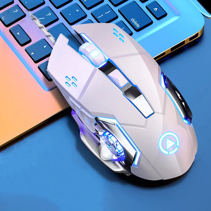 USB-kablet gamingmus med 6 knapper, baggrundsbelysning, ergonomisk design og justerbar DPI – optisk mus til PC-gamer, computer og desktop