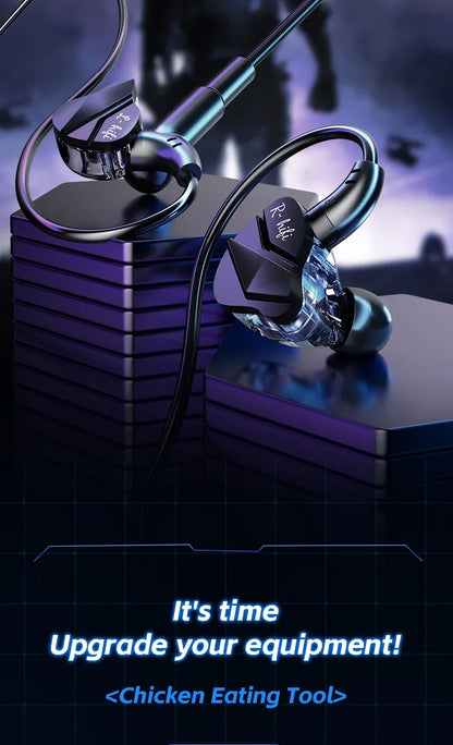 Gaming Earbuds with Dual Microphones, HiFi Stereo Gaming Headset Type-C & 3.5mm Wired In-Ear Earphones, Noise Reduction Gamer Headphones with Mic for Samsung