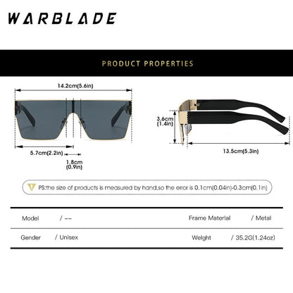 WarBLade Retro Square Sunglasses Men Women 2025 Luxury Brand Designer One Piece Decoration Sun Glasses Men Travelling Eyewear