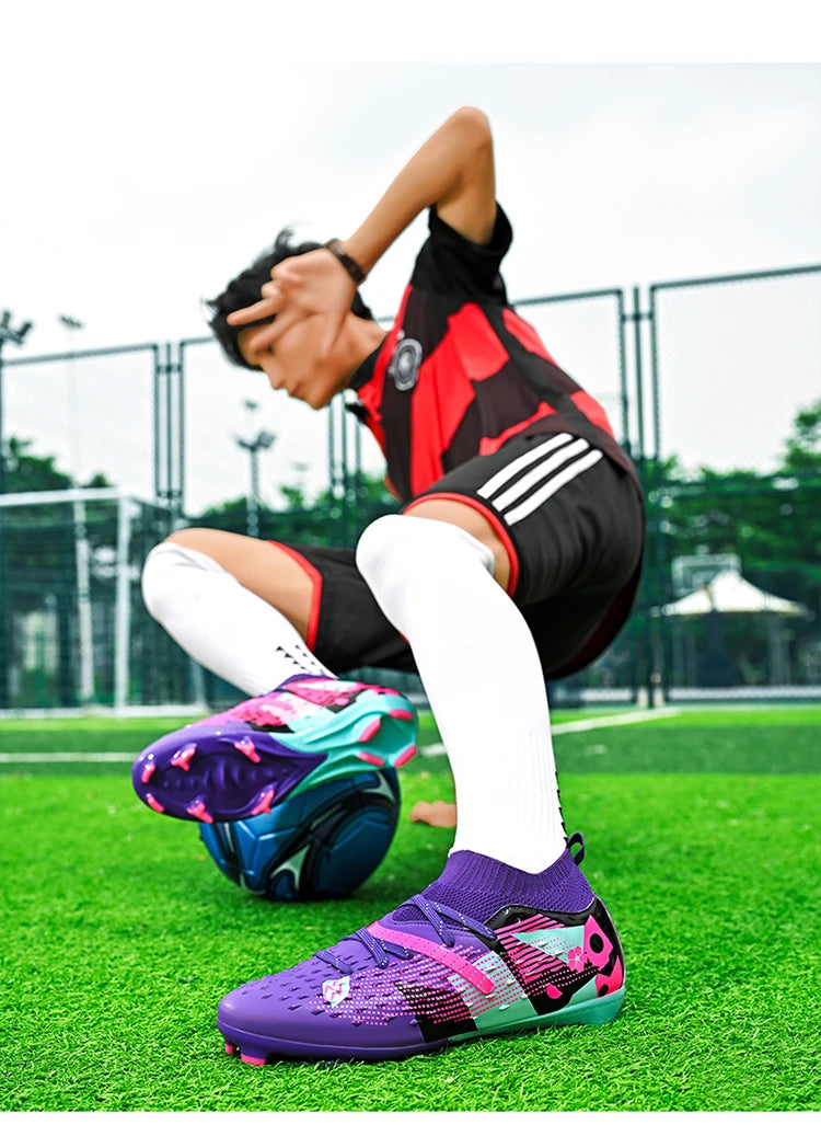 Football Boots Men Professional Soccer Shoes Sneakers Field Long Spikes Outdoor Competition Non-Slip Comfortable Training Shoes