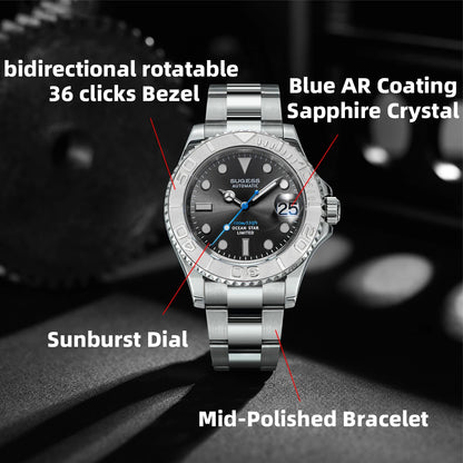 Sugess New Diving Men's Watch Automatic Mechanical Wristwatches 10Bar NH35A Movement Sapphire Luminous Ceramic Bezel S450-2 2025