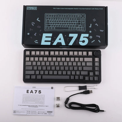 EPOMAKER EA75 75% US QWERTY Layout Hot-Swap Gasket-Mounted Wired/2.4GHz/Bluetooth Wireless Mechanical Keyboard RGB Backlight