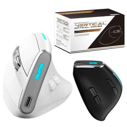 Mouse vertical ergonomic F-36 2.4G+BT1+BT2 wireless pentru mâna dreaptă și stângă, mouse gaming optic USB pentru computer și laptop