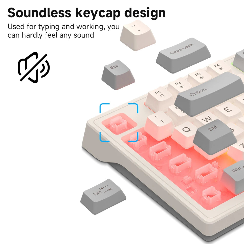 CASEPOKE 98 Keys Mechanical Keyboard for PC Laptop Office Silent Wired Keyboard with Backlit Volume Adjustment Gaming Keyboard