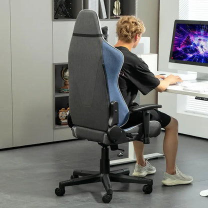Premium Gaming Chair Reclining 150° with Rocking Function, Ergonomic Gaming Chair with Adjustable Height, Linen Fabric Office Chair for PC Gaming