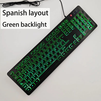 Spanish/French（AZERT）/Russian/Arabic/German keyboard layout Backlit wired Desktop Gaming Keyboard For Desktop Computer office