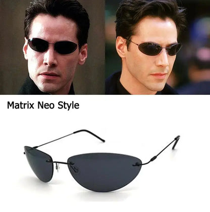 Cool The Matrix Neo Style Polarized Titanium Sunglasses Ultralight Rimless Men Driving Brand Design Sun Glasses Oculos De So