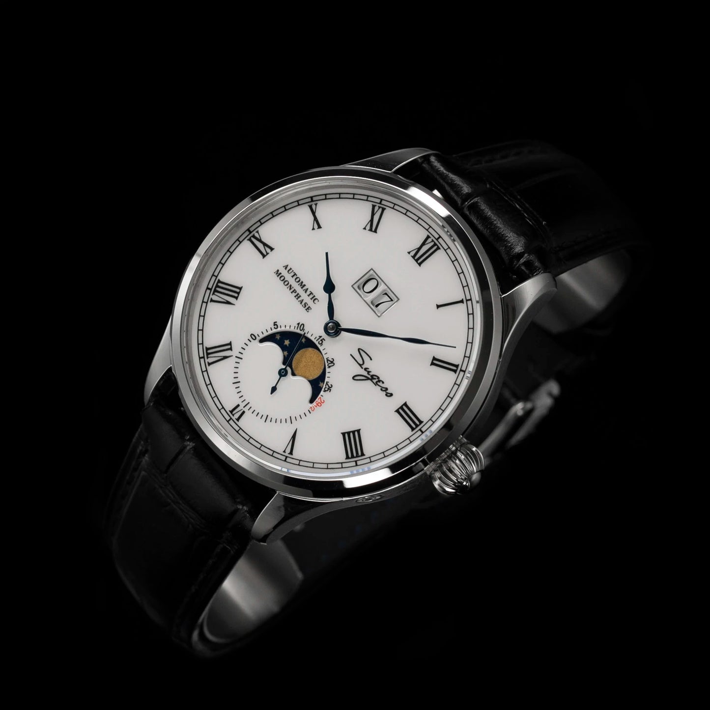 Sugess Watch Tianjin ST25 Automatic Mechanical Movement Real Moonphase Men Watches Luxury Wristwatch Retro Reloj Hombre Sapphire